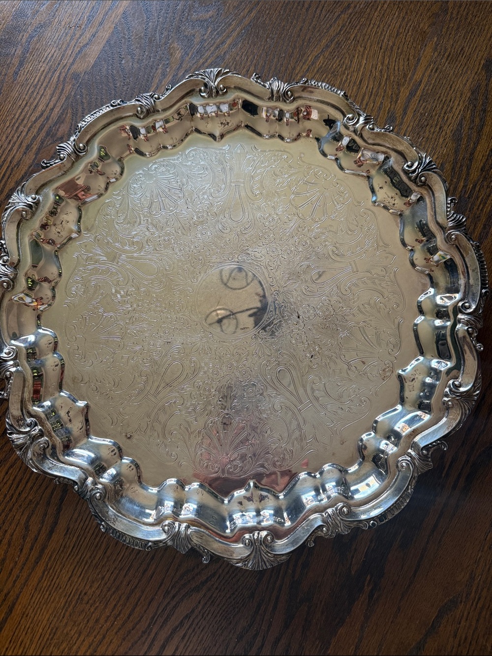 16.5 inchOrnate Silver-Tone Decorative Serving Tray - Elegant Home Dining Accent